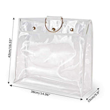 Load image into Gallery viewer, Kitchen foonee transparent dust proof handbag organizer with magnetic snap handle clear purse protector holder storage bag for women girls