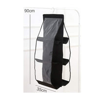 Load image into Gallery viewer, Top rated luck dawn hanging handbag purse organizer transparent dust proof wardrobe closet storage bag for clutch with 6 larger pockets black