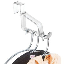 Load image into Gallery viewer, Order now mdesign modern over door valet hook multi hanging storage organizer hook for coats hoodies hats scarves purses bath towels robes 3 pack clear