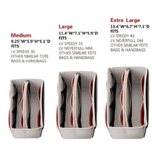 Load image into Gallery viewer, Explore purse organizer insert felt bag organizer with zipper handbag tote shaper fit lv speedy neverfull longchamp tote x large white brush pink and grey