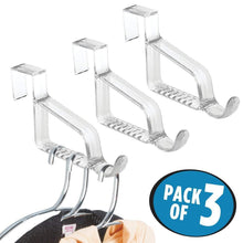 Load image into Gallery viewer, Purchase mdesign modern over door valet hook multi hanging storage organizer hook for coats hoodies hats scarves purses bath towels robes 3 pack clear