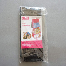 Load image into Gallery viewer, Top luck dawn hanging handbag purse organizer transparent dust proof wardrobe closet storage bag for clutch with 6 larger pockets black