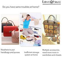 Load image into Gallery viewer, Buy now love in the house hanging handbag purse organizer household wardrobe closet organizer hanging storage bag 6 large storage pockets grey 36x14x14