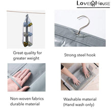 Load image into Gallery viewer, Buy love in the house hanging handbag purse organizer household wardrobe closet organizer hanging storage bag 6 large storage pockets grey 36x14x14