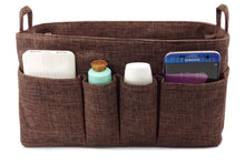 Load image into Gallery viewer, The best large handbag organizer insert with zipper fits lv speedy 35 neverfull mm tote bag purse 12x5 5 fabric lightweight washable great insert brown zipper