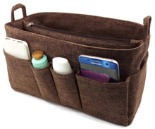 Load image into Gallery viewer, Shop large handbag organizer insert with zipper fits lv speedy 35 neverfull mm tote bag purse 12x5 5 fabric lightweight washable great insert brown zipper