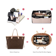 Load image into Gallery viewer, Exclusive felt purse organizer bag in bag organizer for tote handbag speedy neverfull medium large extra largex large beige and black