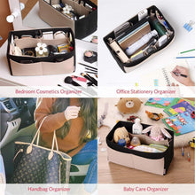 Load image into Gallery viewer, Discover the best felt purse organizer bag in bag organizer for tote handbag speedy neverfull medium large extra largex large beige and black