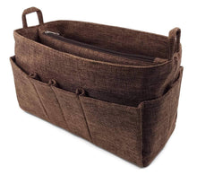 Load image into Gallery viewer, Selection large handbag organizer insert with zipper fits lv speedy 35 neverfull mm tote bag purse 12x5 5 fabric lightweight washable great insert brown zipper