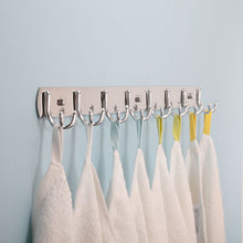 Load image into Gallery viewer, Discover webi wall mounted coat rack 30 inch 8 dual hooks 16 hooks heavy duty coat hook rack rail double prong hooks for bathroom kitchen office entryway closet purse silver