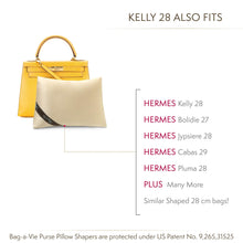 Load image into Gallery viewer, Buy now bag a vie purse pillow shaper insert luxury purse shaper and handbag shapers handbag organizer storage purse and handbag pillow made to fit hermes kelly 28cm made in the usa