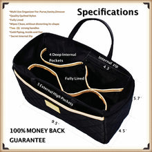 Load image into Gallery viewer, Featured bag organizer beauty purse handbag tote insert multi use stylish open insert premium quality bonus make up pouch beautiful gift box