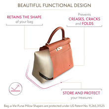 Load image into Gallery viewer, Discover bag a vie purse pillow shaper insert luxury purse shaper and handbag shapers handbag organizer storage purse and handbag pillow made to fit hermes kelly 28cm made in the usa