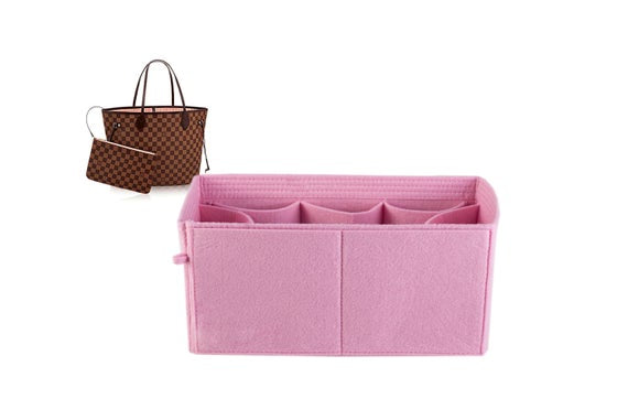 L. V Neverfull MM GM Purse insert bag organizer in pink color ,felt bag insert organizer with Ipad placer, Express shipping by SenamonBagOrganizer