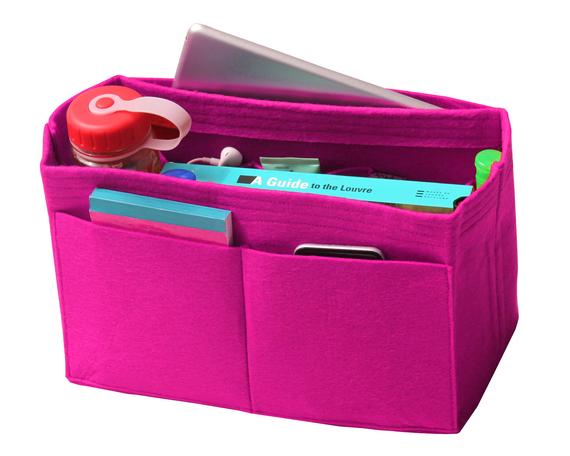 Felt Tote Organizer (w/ Milk Water Bottle Holder), Bag in Bag, Wool Purse Insert, Customized Organize, Cosmetic Makeup Diaper Handbag by JennyKrafts