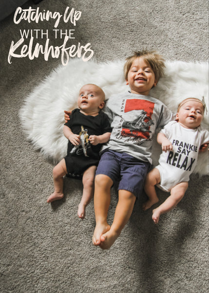 Hi Friends – this week on Catching Up With The Kelnhofers – how I always get stopped at the airport, I won a trip to Austin, TX, the kids are super cool in rock star gear and what I stocked with fridge with before I left (make-ahead meals).