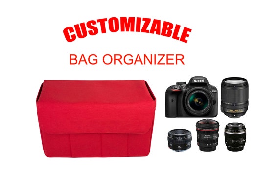 Customizable Camera Bag Insert Organizer, Purse Insert, Plain, Camera Bag, Red, Worldwide-Shipping 4-6 Days by SenamonBagOrganizer