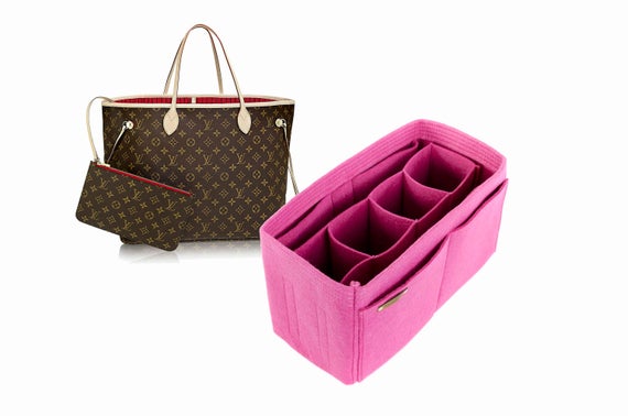 L. V Bag insert organizer purse insert with Ipad sleeve & removable compartments in FUCHSIA - Express shipping by SenamonBagOrganizer