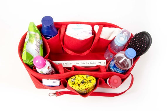 Diaper Bag Organizer Nappy Bag With Extra Deep Pocket, Purse Organizer Bag Insert, With Key Chain, Nursing Bottle, Bottle Holder by SenamonBagOrganizer