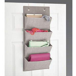 Discover the idesign interdesign wall mount over door fabric closet storage clutch purses handbags scarves linen aldo hanging 4 pocket organizer