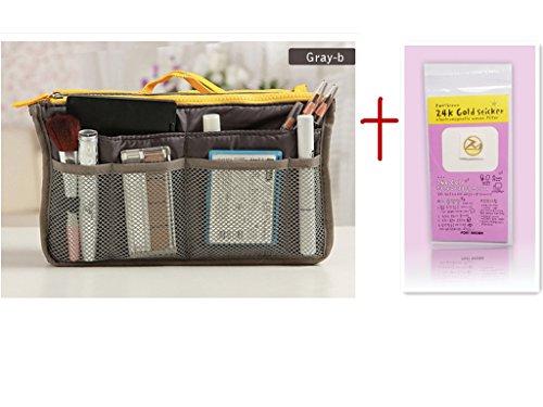 10 Different Colors Purse Organizer Insert Multi-Function Cosmetic Storage Bag In Bag Gray-B-Xb01008+Free Gift Phone Radiation Sticker