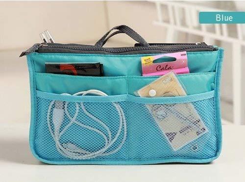 10 Different Colors Purse Organizer Insert Multi-Function Cosmetic Storage Bag In Bag Blue-Xb01005+Free Gift Phone Radiation Sticker