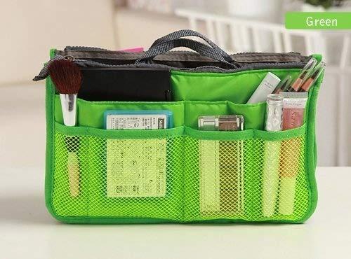 10 Different Colors Purse Organizer Insert Multi-Function Cosmetic Storage Bag In Bag Green-Xb01004+Free Gift Phone Radiation Sticker