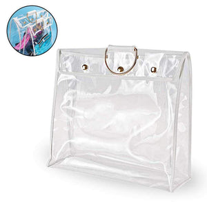 Latest foonee transparent dust proof handbag organizer with magnetic snap handle clear purse protector holder storage bag for women girls