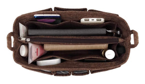 Storage large handbag organizer insert with zipper fits lv speedy 35 neverfull mm tote bag purse 12x5 5 fabric lightweight washable great insert brown zipper