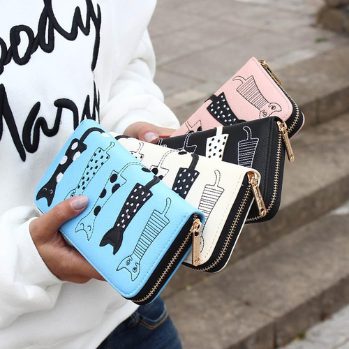 Xiniu Women Zipper Cat Wallet Long Card Holder Purse Organizer Women Leather Handbags Carteras Hombre Billeteras Monedero #240
